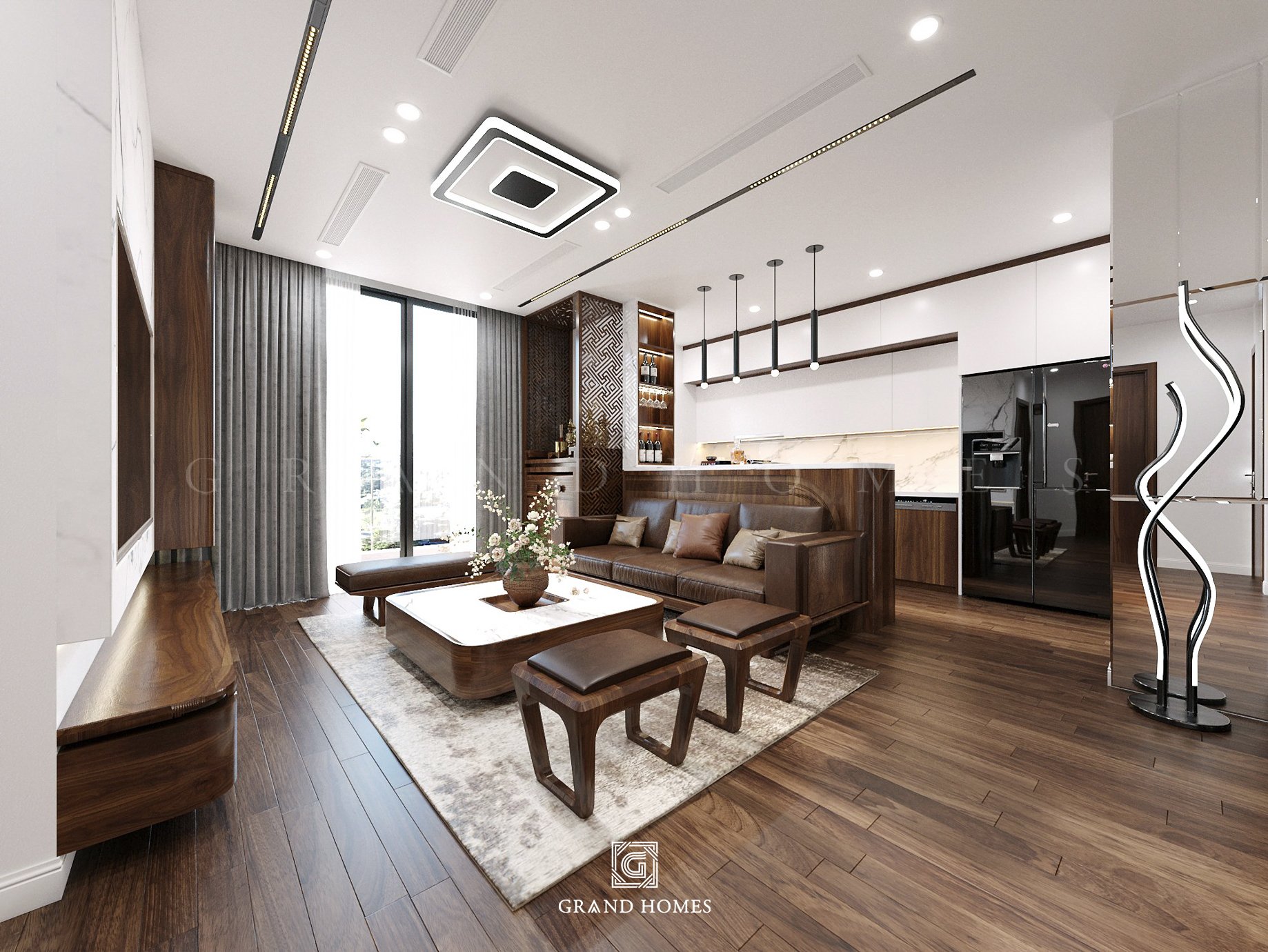 10+ Mẫu thiết kế nội thất chung cư 130m2 đẹp, đẳng cấp