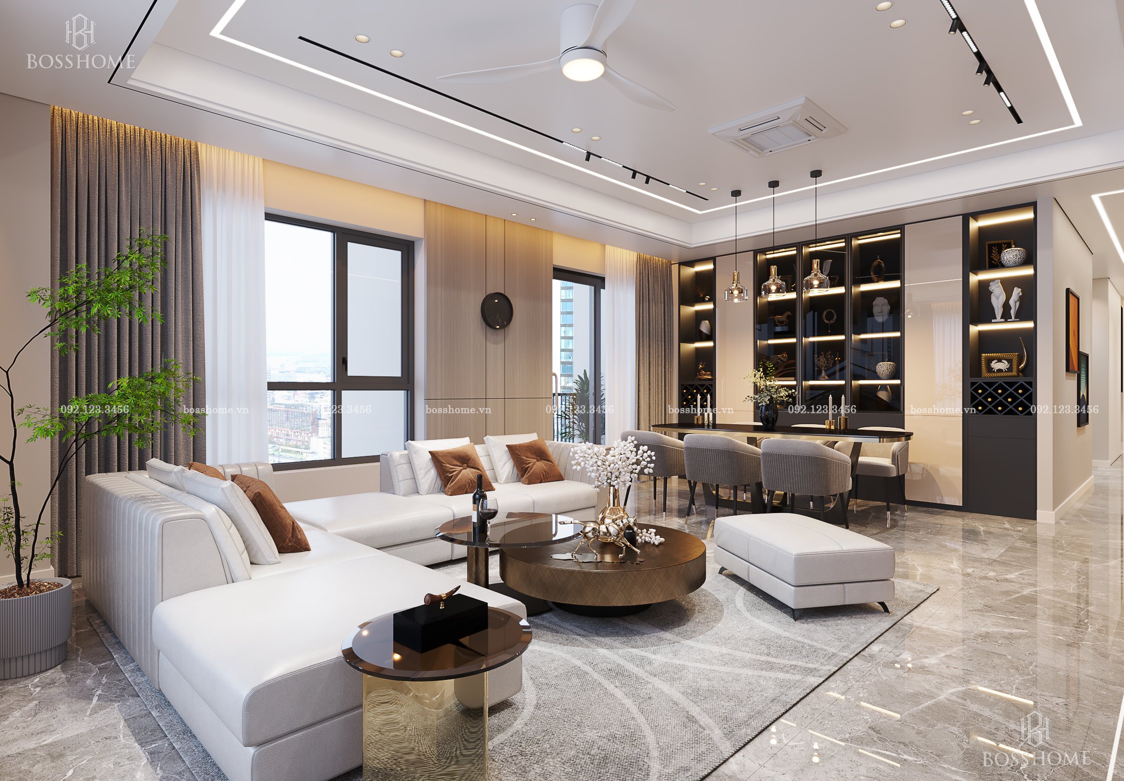 Mẫu nội thất hiện đại tại căn hộ Cao Cấp Hà Nội BH2402 - Nội thất BossHome