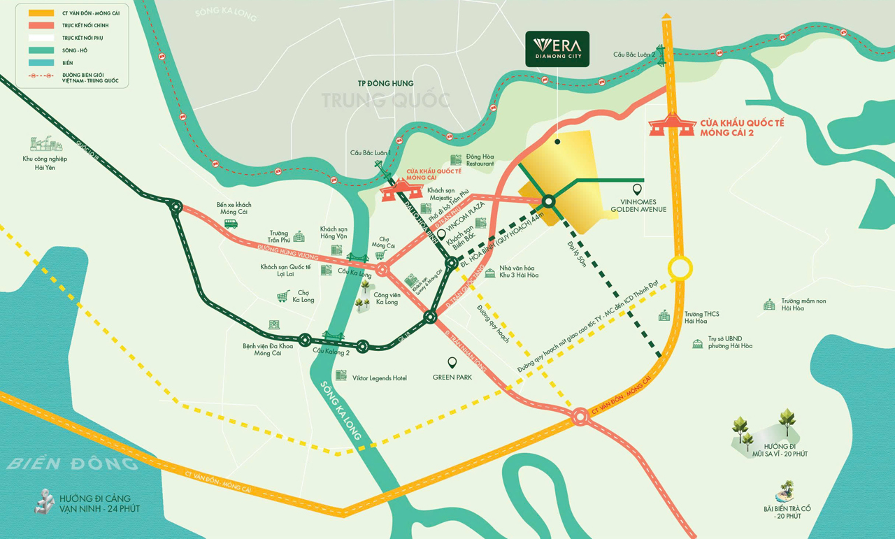 Vị trí dự án Vera Diamond City Móng Cái